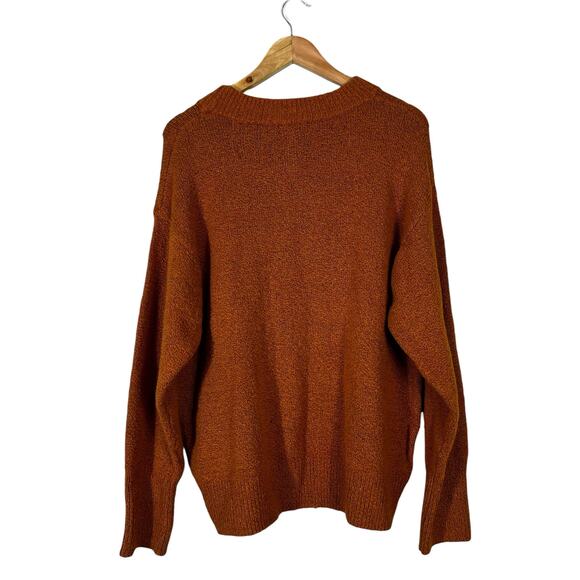 Ava & Viv Textured Knit Sweater Womens XL Brown V-Neck Cozy Fall Earthy Neutral - Picture 4 of 6